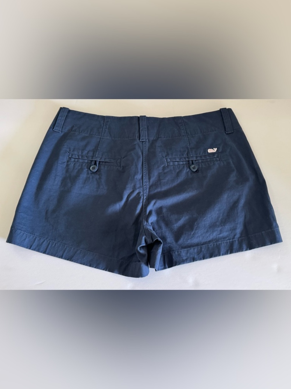 Vineyard Vines Navy Cotton Blend Shorts with Pink Whale Logo - Picture 2 of 10